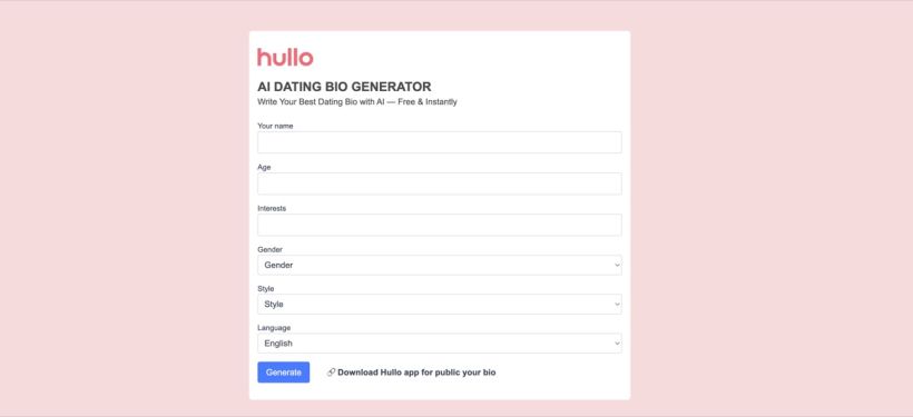 Hullo AI Bio Generator